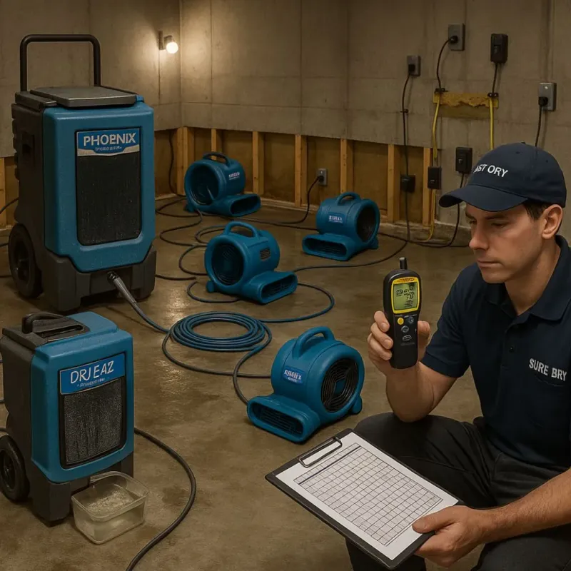 Structural Drying and Dehumidification process in Shirley, NY